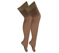2 Paar Multipack Damen Nahtstrümpfe mit Spitze | Sock Snob | Damen Strümpfe - Nude / Nude M