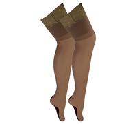 2 Paar Multipack Damen Nahtstrümpfe mit Spitze | Sock Snob | Damen Strümpfe - Nude / Schwarz M