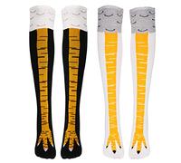 2 Paar, Neuheit Hühnerfüße Strümpfe, Lustige Verrückte Unisex Socken, Cartoon Hühner Strick Socken, Overknee Strümpfe Lange Kniestrümpfe, Cosplay Chicken Leg Socken für Halloween Weihnachtsfeier