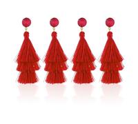 2 Paar rote Quastenohrringe, rote Ohrringe, Damenohrringe, elegante Ohrringe für Frauen, exquisite Schmuckgeschenke, Mädchengeschenke, rote personalisierte Ohrringe
