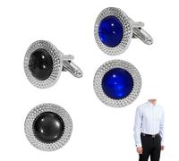 2 Paar. Rund Kristall Manschettenknöpfe für Herren, Hochzeit Manschettenknöpfe für Männer, Herren Manschettenknöpfe - Elegantes Design Manschettenknöpfe, Perfekt für Jedes Outfit und Anlass