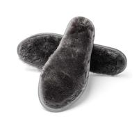 2 Paar Schaffell-Einlegesohlen für Herren und Damen, warme flauschige Wolleinlagen für Schneestiefel, verdickte Lammwoll-Einlegesohlen, Schwarzbraun, 46 EU