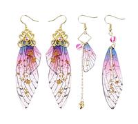 2 Paar Schmetterling Ohrringe - Schmetterlingsflügel Feenflügel Simulation Insekt Feen Flügel Wing Foil Asymmetrische Elfen Damen Mädchen Earrings Aesthetic Halloween