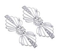 2 Paar Strass Schnalle Haken und Öse Verschluss Schließe für Braut Kleidung Dekoration, Silber