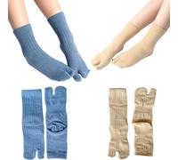 2 Paar warme Winter-Tabi-Socken | elastisches geteiltes Design mit zwei Zehen für Flip-Flops | gemütliche Baumwoll-Plüsch-Knöchelsocken für Herren und Damen | Unisex | japanische V-Socken, #1, One