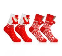 2 Paar Weihnachtssocken mit Magnetarmen, Lustige Magnetische Socken mit Händen Hand in Hand Holding Socks, Magnetische Weihnachten Socken, Freundschaftssocken Magnetsocken, 3D Puppe Pärchensocken