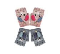 2 Paar Winterhandschuhe, Kinderhandschuhe, Strickfäustlinge, 5 Finger, warme Kaschmir-Babyhandschuhe,