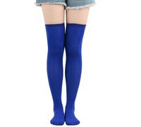 2 Paare Overknee Strümpfe Damen Dünn Elastisch, Lange Thigh High Socks Overknees Damen Frühling Herbst, Weiche Stretch Strümpfe, Overknee Socken für Frauen, Basic Kniestrümpfe (Königsblau)