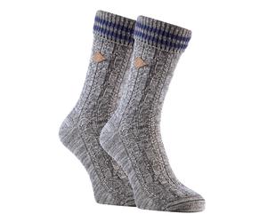 2 Pack Herren Kabel stricken Baumwolle Boot Kleid Socken mit Turn Over Top EU 39 - 45