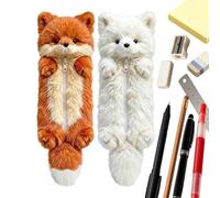2 Pack Plush Animal Pencil Cases, Soft School Supply Organizer Bags