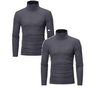 2 Pack Rollkragenpullover Herren Slim Fit Compression Rollkragen Rollkragenpullover Langarmshirt Baumwolle Freizeit Lang Unterhemd Longsleeve Einfarbig Basic Kompressionsshirt