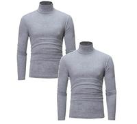 2 Pack Rollkragenpullover Herren Slim Fit Compression Rollkragen Rollkragenpullover Langarmshirt Baumwolle Freizeit Lang Unterhemd Longsleeve Einfarbig Basic Kompressionsshirt