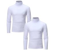 2 Pack Rollkragenpullover Herren Slim Fit Compression Rollkragen Rollkragenpullover Langarmshirt Baumwolle Freizeit Lang Unterhemd Longsleeve Einfarbig Basic Kompressionsshirt