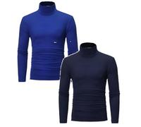 2 Pack Rollkragenpullover Herren Slim Fit Compression Rollkragen Rollkragenpullover Langarmshirt Baumwolle Freizeit Lang Unterhemd Longsleeve Einfarbig Basic Kompressionsshirt