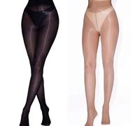 2 PACK Strumpfhosen Damen Glitzer Transparent Feinstrumpfhose 15 DEN Tanzstrumpfhose Mädchen Glanz Leggings Damen Reißfest Seidenstrumpfhose Komfortbund Seidig Stützstrumpfhose Schwarz Natürlich Nude