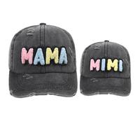 2 passende Baseballmützen für Mama und Mini, Eltern-Kind-Mütze, verstellbare Baumwolle, Bestickt, Baseballmütze für Mutter, Mädchen/Jungen, C-Schwarz, 2 Stück, One Size-Medium