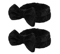 2 PCS Makeup Headband, Black Spa Headband Soft Bow Hair Band Adjustable Elastic Hair Band for Makeup and Shower Accessories
