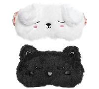 2 PCS Schlafmaske Plüsch,Schlafaugenmaske Tier schlafmaskes Süße schlafmaskes Weichen Plüsch Augenbinde Eyeshade Augenabdeckungen Augenmaske für Kinder Mädchen Damen Weichem plüsches Augenbinde