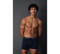 Champion Herren Boxershorts, 2er Pack - Baumwolle, Logobund, einfarbig Marine S