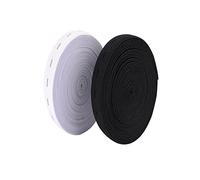 2 Rollen 5M Knopfloch Gummiband, Lochgummi für DIY Handwerk, Schwarz und Weiß (15MM)