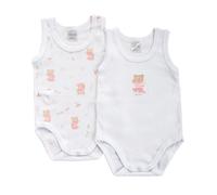 2 Rosafarbener ärmelloser Babybody mit Teddy - 3 Monate