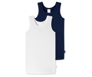 2 Schiesser Kinder-Unterhemden - Jungen - Gr. 92 - dunkelblau