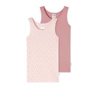 Unterhemden 2er-Pack Blumen rosa - Fine Rib 98