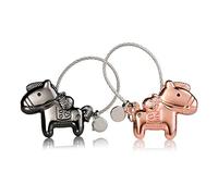 2 Schlüsselanhänger Paar Liebe,1 Paar Pferd Magnet Klein Schlüsselbund mit magnetischem Mund,Edelstahl Drahtseil Deko Schlüsselband für Pärchen Partner Liebhaber Beste Freundin Freundschaft Geschenk