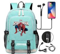 (2) Spiderman USB-Laptop-Reiserucksack für Jungen, Mädchen, Kinder, Teenager, Studenten, Männer, Frauen