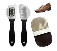 2 STK. Wildleder-Schuhputzbürste und 1 STK. Schuhputzhandschuhe, Multifunktions-3-seitige Reinigungsschuhbürste, Nylonbürste, Multifunktions-Schrubbbürste für die Reinigung von Schneeschuhen