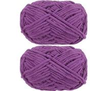 2 Stück/100g Premium Samt-Chenille-Garn - 50g/Stück hochelastisches Garn, weiches und dehnbares Polyestergarn, geeignet für lebendige Häkelprojekte, i