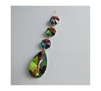 2 Stück 38 mm birnenförmiger Kristall-Anhänger, Prismen, achteckige Perlengirlande, Goldringe, Hängeteile(Electroplating)