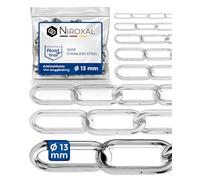 2 Stück 50cm = 0,5 Meter 13mm starke Meterware V4A Kette Edelstahl langgliedrig am Stück A4 Gliederkette DIN5685 Befestigungskette Metall DIN763 rostfreie Ankerkette Schaukel Ketten 0,5m