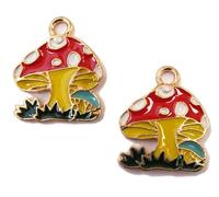 2 Stück Anhänger/Charms, Metall, goldfarben, Pilz, 21 x 17 mm (02)