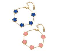 2 Stück Armband mit Fünfblättrigem, Kleeblatt Armband, Kleeblatt Glücksarmband, Glücksarmband Damen Armbänder Set Einfache Design Stil Friendship Bracelet, Tolle Geschenke für Frauen und Mädchen