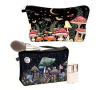 2 Stück Aufbewahrungstasche Mit Pilzmuster, Tragbare Reise-Aufbewahrungstasche, Aufbewahrungstasche Mit Großer Kapazität, Damen-Kosmetiktasche, Süße Aufbewahrungstasche