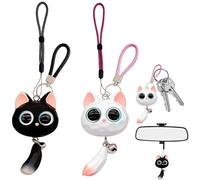 2 Stück Autospiegel Anhänger, Schlüsselanhänger, Auto Anhänger Kätzchen Swinging, Lustige Nette Katze Auto Anhänger für Spiegel, Innen Dekoration Hänge Ornament Spiegel Charms Zubehör für Geschenke