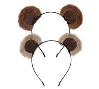2 Stück Bärenohren Stirnband, Niedliche Flaumig Bär Ohren Stirnband, Braune Ohren Haarreif Bär Kostüm Zubehör Lustig Cosplay Tier Kopfbedeckung für Party, Cosplay, Make up, Gesicht Waschen