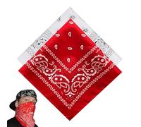 2 Stück, Bandana Damen Herren, Halstuch, Kopftuch, Bandana Rot Baumwolle, Für Unisex Tuch Bindetuch, Headwear, Haar, Schal, Paisley Muster, Nickitücher, Rot Und Weiß(55 X 55 Cm)