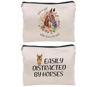 2 Stück Bedruckte Aufbewahrungstaschen, Bedruckte Taschen Mit Pferdekopf, Praktische Kosmetiktaschen, Reise-Aufbewahrungstaschen, wasserdichte Aufbewahrungstaschen