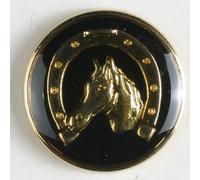 2 Stück: Blazerknopf, Pferd - Größe: 20mm - Farbe: schwarz