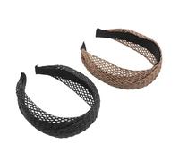 2 Stück Breites Rattan Stirnband, Geflochtenes Boho Haarband | Hohles Webmuster, Leichte Struktur, für Party und Festival, Passend für Langes oder Dickes Haar