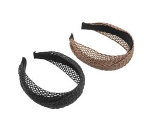 2 Stück Breites Rattan Stirnband, Geflochtenes Boho Haarband | Hohles Webmuster, Leichte Struktur, für Party und Festival, Passend für Langes oder Dickes Haar