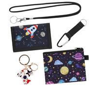 2 Stück Brustbeutel Kinder Jungen mit Umhängeband Und Schlüsselring Kinderportmonee Jungen Dreifach Gefaltetes Design Weltraum Portmonee Kinder Geeignet für Geburtstagsgeschenk
