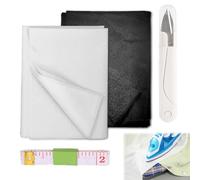 2 Stück Bügelvlies 100 x 200 cm, 55g/m² Volumenvlies zum Aufbügeln, Inklusive Schere und Maßband, Leichtes Einlagestoff zum Aufbügeln für Bügelfalten Nähhandwerk Verstärkte Stickereien Bekleidung