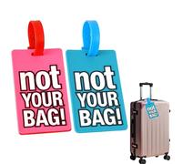 2 Stück Bunte Koffer Tags aus Silikon in Pink und Blau - Praktische Gepäckanhänger mit der Aufschrift Not Your Bag - Wetterfeste PVC Kofferanhänger mit Namensschild Luggage für Sichere Kennzeichnung