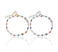 2 Stück Bunte Perlen-Fußkettchen, Sommer-Strand-Fußschmuck, Verstellbare Fußkettchenkette, Perlen-Fußkettchen, Boho-Fußschmuck, Knöcheldekorationskette