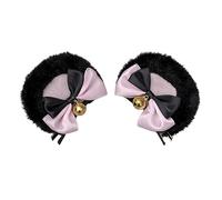2 Stück Cartoon Tierohren Haarspangen Bärenohren Haarspange Anime Cosplay Lolita Haarspange für Mädchen- Rosa und Schwarz