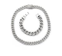 2 stück chain halskette silber, Armband, Kette Armband, Armbänder Männer, Glieder Link, Edelstahl Panzerkette, Cuban Link, Hip Hop Rapper Modeschmuck fur papa freund