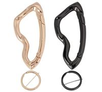 2 Stück Cooler Karabiner Schlüsselanhänger Y2K, Unregelmäßiger Schlüsselring aus Zinklegierung, Süßer Mini Karabinerhaken, Schlüssel Organizer für Rucksäcke, Taschen, Autoschlüssel, Schwarz & Gold